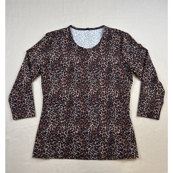 J. McLaughlin leopard print nylon spandex 3/4 sleeve top size SMALL cheetah - Picture 1 of 7